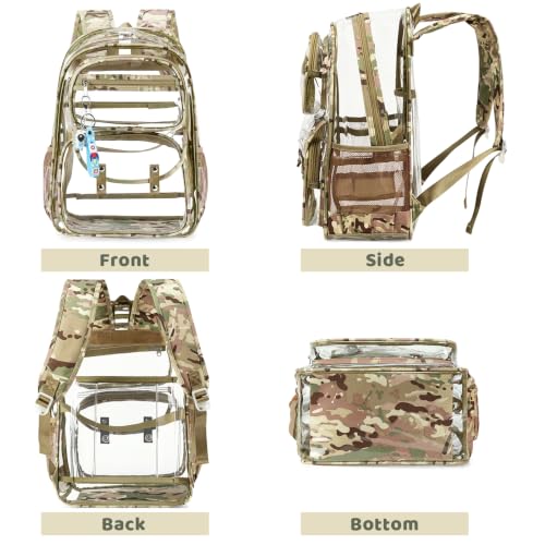 ACESAK Clear Backpack for Boys Girls - 3 Pcs Clear Heavy Duty with Lunch Bag - See Through Backpack Stadium Approved for Kids Middle High College School (Khaki Camouflage) - color: Khaki Camouflage