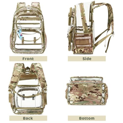 ACESAK Clear Backpack for Boys Girls - 3 Pcs Clear Heavy Duty with Lunch Bag - See Through Backpack Stadium Approved for Kids Middle High College School (Khaki Camouflage) - color: Khaki Camouflage