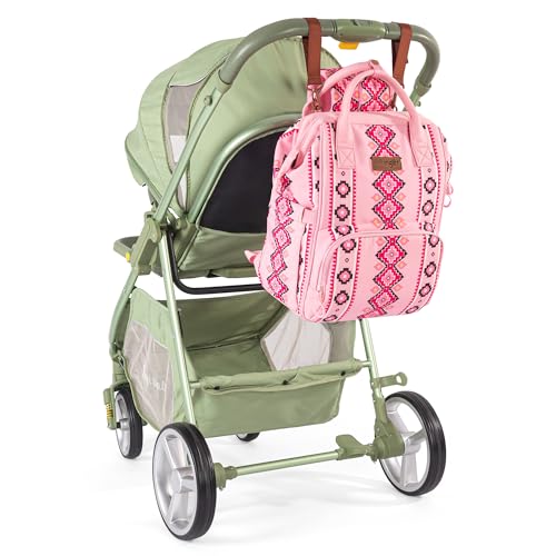 Montana West Wrangler Diaper Bag Backpack Aztec Callie Bag Travel Backpack Purses Western Multi-Function Baby Bags for Mom - color: 3pcs Pink