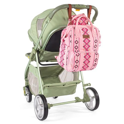 Montana West Wrangler Diaper Bag Backpack Aztec Callie Bag Travel Backpack Purses Western Multi-Function Baby Bags for Mom - color: 3pcs Pink