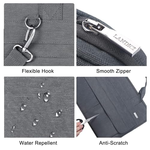 LANDICI Laptop Bag Carrying Case 15.6 Inch with Shoulder Strap, Slim Waterproof Computer Sleeve Cover Compatible with MacBook Pro 15/16, 15-16 Inch HP Acer Dell Lenovo ASUS Laptop, Grey - color: Grey, size: 14-15.6 Inch