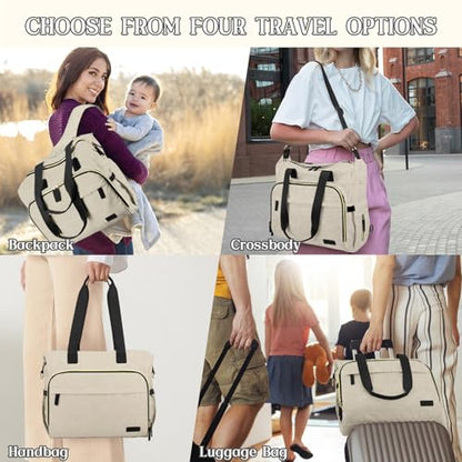 Diaper Bag Backpack Mommy Bag Large Capacity Diaper Backpack Travel Essential Baby Diaper Bag for Mom and Dad, Beige - color: Beige