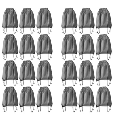 Drawstring Backpack Bulk 24Pcs Draw String Backpack Bags DIY Gym Sports Traveling Yoga Cinch Bag Sackpack Drawstring(grey) - color: Gray