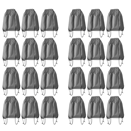 Drawstring Backpack Bulk 24Pcs Draw String Backpack Bags DIY Gym Sports Traveling Yoga Cinch Bag Sackpack Drawstring(grey) - color: Gray