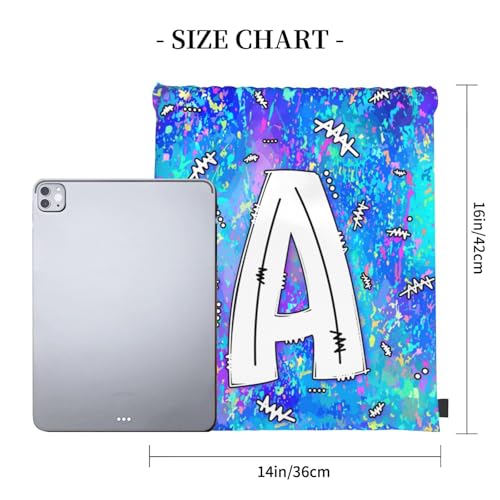 Drawstring Backpack Bag Sport Gym Sackpack Initial Blue Draw String Cinch Bags Bulk String Backpack Storage Bag for Women Men Letters A - color: Letters a