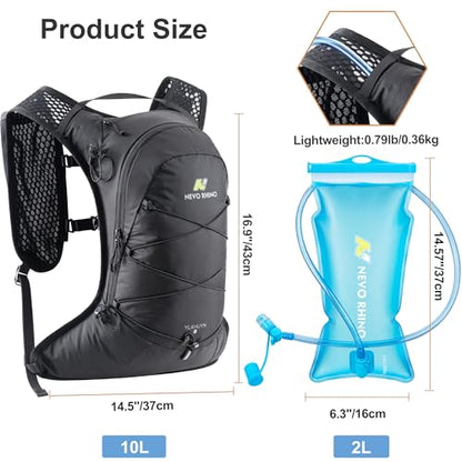 N NEVO RHINO Hydration Backpack,Lightweight Water Backpack for Hiking with 2L Water Bladder,Hydropack Hydration Pack for Cycling Running Trail Rave - color: Black