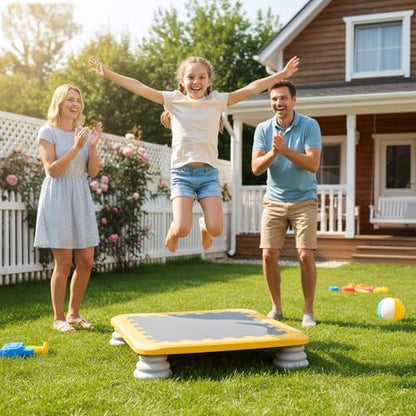 Mini Trampoline for Kids, Rebounder Bouncing Board with Non-Slip Base, Sensory Balance & Bounce Jumping Toy, Gift for 3-12 Boys & Girls Max Load 200 lbs - color: Yellow
