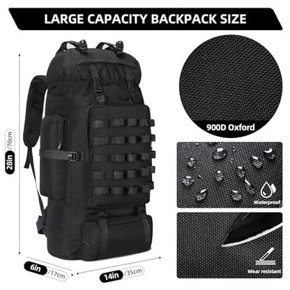 70L Camping Hiking Backpack with Rain Cover, Waterproof Molle Rucksack for Men, Backpacking Backpack for Trekking Climbing Outdoor