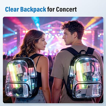 Heavy Duty Clear Backpack,18.5 inch Extra Large Clear Backpacks with Durable 0.5mm PVC,See Through Bookbag for Travel, Security,Work