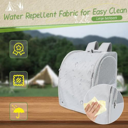 Sanmoncare Bird Carrier Backpack with 2 Adjustable Perches, Water-Repellent Parrot Travel Cage with Stainless Steel Tray, Breathable Pet Carrier for Cockatiels, Conures and Vet Visits, Green - color: Green