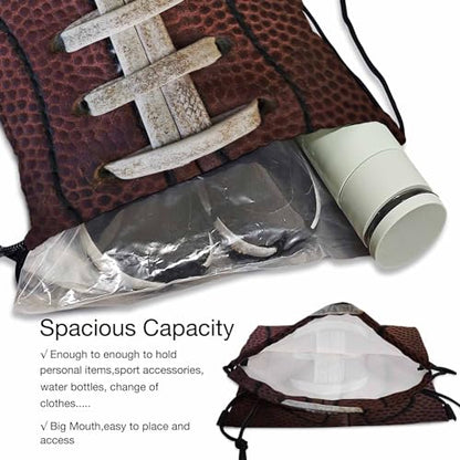 Drawstring Bag American Football Waterproof Basketball Bag Ball with Visible Laces Stitches Pigskin Pattern Stroage Shoes Ball - color: Football