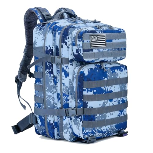 45L Military Tactical Backpack for Men & Women Bug Out Bag Assault pack Molle Daypack Hiking Trekking Rucksack(Navy Digital) - color: Navy Digital