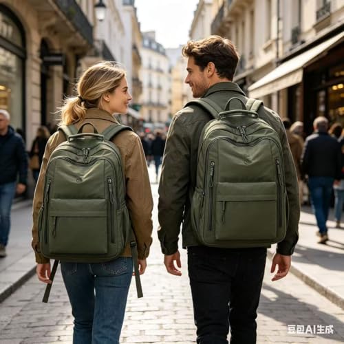 Casual Backpack, Multi-Pocket Design with Front Zipper Compartment (Army green) - color: Army Green