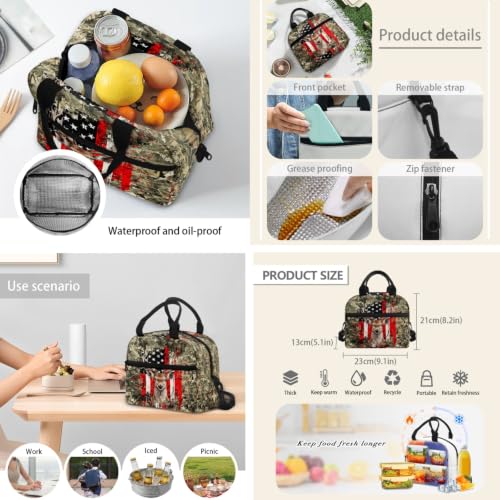 Backpack for Boys Girls Teens, 3 in 1 Lightweight American Flag Deer School Backpack with Lunch Box Pencil Case for Kids, 3Pcs School Bag - color: American Flag Deer