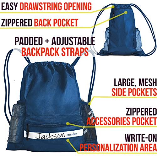 Athletico Drawstring Soccer Bag - Soccer Backpack For Boys or Girls Can Also Carry Basketball or Volleyball - color: Blue