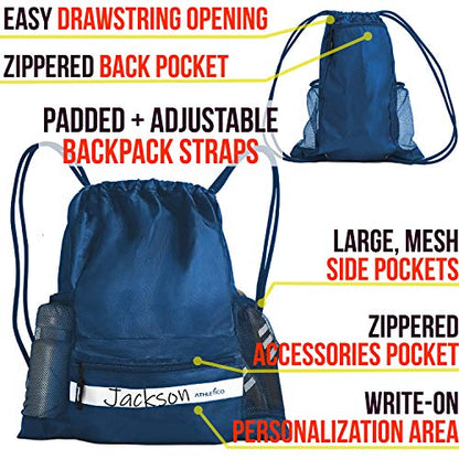 Athletico Drawstring Soccer Bag - Soccer Backpack For Boys or Girls Can Also Carry Basketball or Volleyball - color: Blue