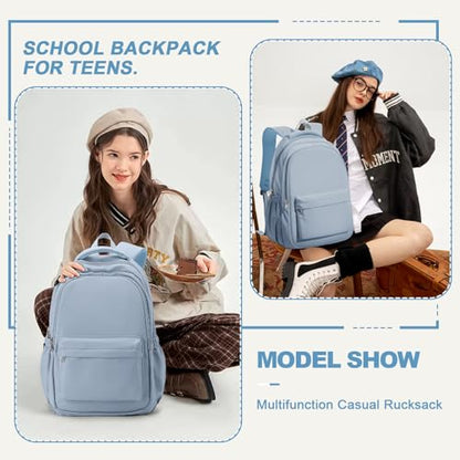 Lightweight Backpack for Women Men Laptop Travel Work Casual Daypack College Bags Cute Aesthetic Travel Backpack Casual Personal item Bag Blue - color: Blue