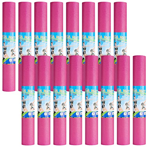 3 mm Thick Yoga Mat Bulk, Non Slip Exercise Workout Fitness Pad for Women Men, Gym Home Yoga Pilates, Easy to Clean, Sturdy PVC - color: Rose Red