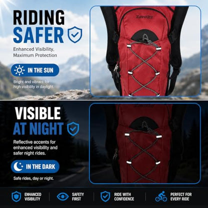 Zavothy Hydration Backpack with 2L Hydration Bladder Water Backpack for Hiking Hydration Pack for Running Cycling Hiking - color: Red