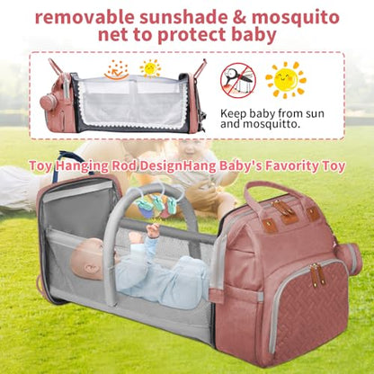Baby Diaper Bags with Changing Station, Multifunctional Diaper Bag Backpack for Moms Dads with USB Charging Port, Waterproof Travel Diaper, Baby Shower Gifts for Baby Boy & Girls (Pink) - color: Pink