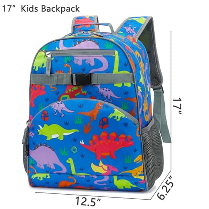 FlowFly Kids Backpack for Toddler Boys Girls, Simple Lightweight Bookbag for Daycare Kindergarten Elementary School Travel, Small Modern Bag (Large), Dinosaur - color: Dinosaur, style: Kids Large: 17l