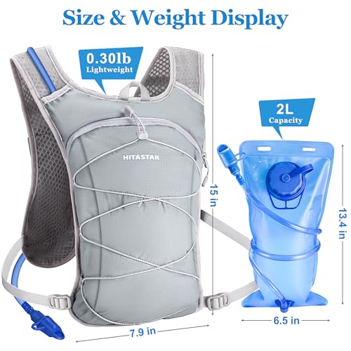 Hydration Backpack with 2L Hydration Bladder Lightweight Water Backpack Climbing Pouch for Hiking Hydration Pack for Running Cycling Hiking - style: Gray