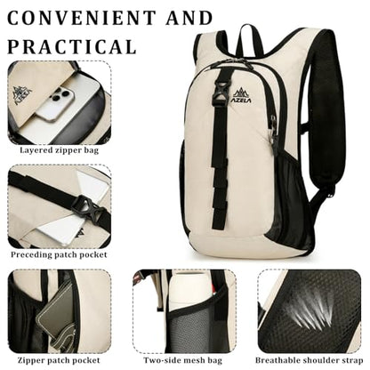 15L Small Hiking Backpack Foldable Ultralight Trekking Camping Outdoors Backpack for Women Men (beige) - color: Beige
