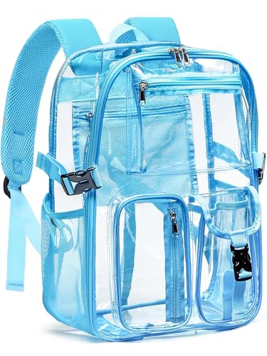 Clear Backpack Heavy Duty for Women Men Boys Girls, Large Clear Bookbag See Through Backpack for School College - color: 13-4#light-3m Reflective Strips