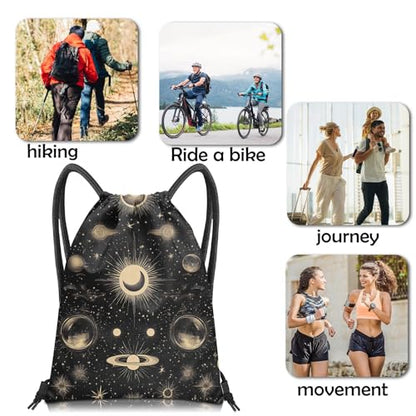 Drawstring Backpack Draw String Bag Sports Gym Bags Waterproof Cute Aesthetic Sackpack for Women(13"×17")-New Moon - color: Z48-new Moon