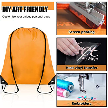 Grneric 100 Pieces Drawstring Backpack Bulk Cinch Sackpack Ployster Drawstring Bags for Gym Party Trip(Orange) - color: Orange