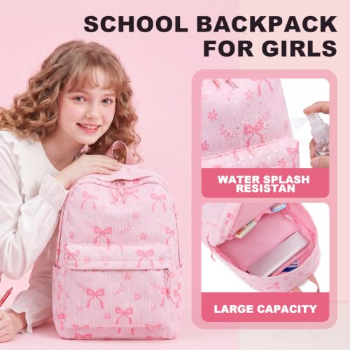 LEDAOU Kids Backpack for Boys Girls Preschool Kindergarten Elementary School Bookbag Toddler School Bag with Chest Strap (Bow flower pink) - color: Bow Flower Pink