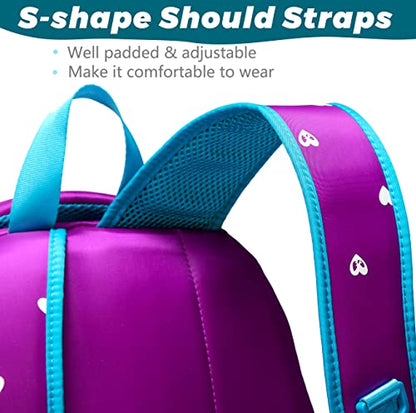 BLUEFAIRY Kids Backpack for Girls Primary Elementary School Bag Bookbag for Childs Book Bag Mochilas Escolares para Niñas de 4-6 Back to School Cute Gifts 17" Heart Print/Purple - color: Sky Blue / Purple