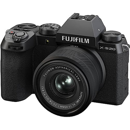 FUJIFILM X-S20 Mirrorless Camera with 15-45mm Lens + 64GB Memory Card + 4K Monitor + LED Light + Corel Photo & Video Editing Software + Backpack Bag + Tripod, Ideal Vlogging Camera Kit (16pc Bundle)
