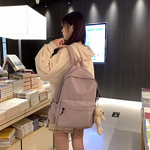 Purple School Backpack for Girls Water Resistant High School Book Bag Simple Backpack for Teens Boys Girls, Lightweight Simple Middle School Back Pack Daypack - color: Purple