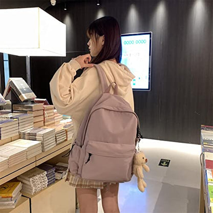 Purple School Backpack for Girls Water Resistant High School Book Bag Simple Backpack for Teens Boys Girls, Lightweight Simple Middle School Back Pack Daypack - color: Purple