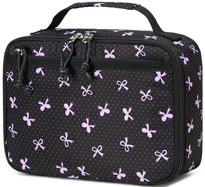 LEDAOU Lunch Box Kids Insulated Lunch Bag Girls Boys Toddler Reusable Lunchbox for School Picnic Hiking (Purple Bow) - color: Purple Bow