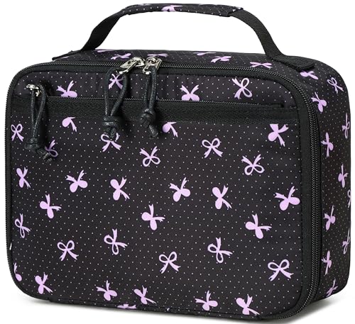 LEDAOU Lunch Box Kids Insulated Lunch Bag Girls Boys Toddler Reusable Lunchbox for School Picnic Hiking (Purple Bow) - color: Purple Bow