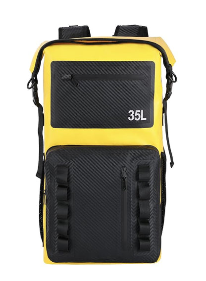 Greencity 100% Waterproof Roll-Top Dry Bag Backpack with Front Splash-Proof Pocket, Lightweight Floating Pack for Kayaking, Hiking & Travel,35L (Yellow-black) - color: Yellow-black