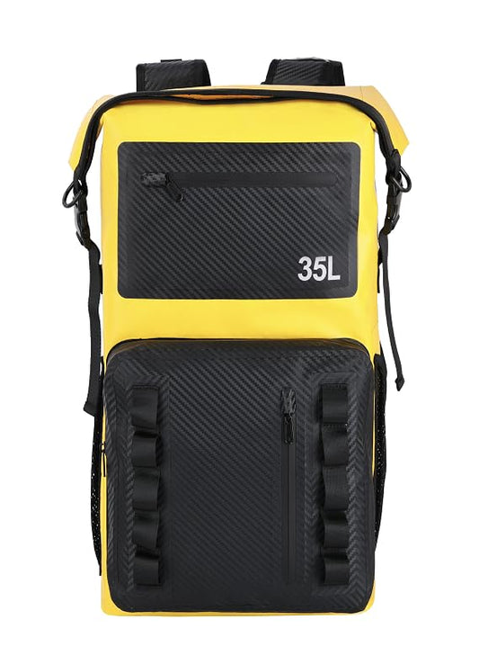 Greencity 100% Waterproof Roll-Top Dry Bag Backpack with Front Splash-Proof Pocket, Lightweight Floating Pack for Kayaking, Hiking & Travel,35L (Yellow-black) - color: Yellow-black