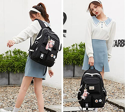 Makukke School Backpacks for Teen Girls - Laptop Backpacks 15.6 Inch College Cute Bookbag Anti Theft Women Casual Daypack,White - color: White