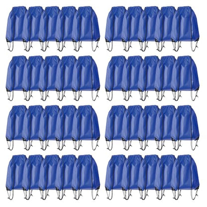 Drawstring Backpack Bulk 40Pcs Draw String Backpack Bags DIY Gym Sports Traveling Yoga Cinch Bag Sackpack Drawstring (royal blue bluenoye) - color: Royalblue