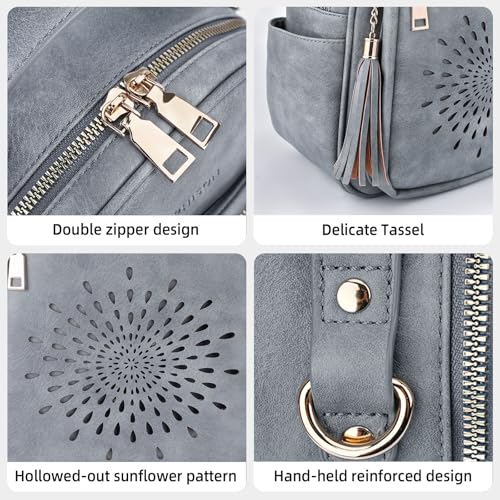 APHISON Small Backpack Purse for Women Cute PU Leather Mini Backpacks Ladies Casual Lightweight Travel Daypack Waterproof - color: 3-blue, size: Small