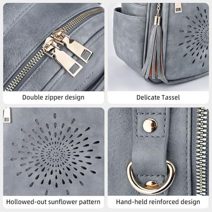 APHISON Small Backpack Purse for Women Cute PU Leather Mini Backpacks Ladies Casual Lightweight Travel Daypack Waterproof - color: 3-blue, size: Small