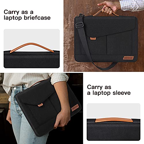 DOMISO 17-17.3 Inch Laptop Sleeve Bag Business Briefcase Messenger Bag Compatible with 17.3" Dell Computer/HP Pavilion 17/ProBook 470/MSI GS73VR Stealth PRO/Dell/Lenovo/Acer/ASUS,Black - color: Black, size: 17 - 17.3 Inch