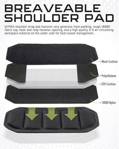 WYNEX Shoulder Strap Pad for Tactical Pouch, Universal Bag Strap with Detachable Thick Pad Single Shoulder Straps Replacement - color: Black, size: 1.5“ Strap