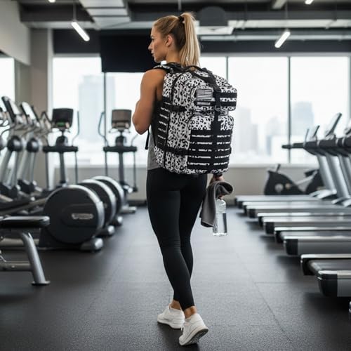 45L Military Tactical Backpack for Men & Women Bug Out Bag Assault pack Molle Daypack Hiking Trekking Rucksack (Leopard print) - color: Leopard Print