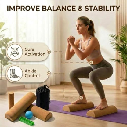 Soulchen Cork Balance Board – Natural Cork Anti‑Slip Balance Trainer for Foot & Ankle Strength, Improve Stability, Mobility & Core Training | Yoga, Pilates, Physical Therapy, Rehab Exercise Board