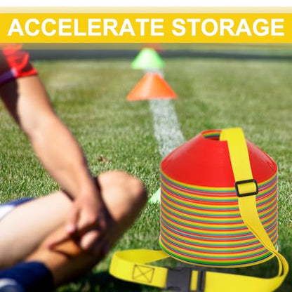 6.5 Feet Strap Cone Carrier Sport Cone Carrying Strap Adjustable Agility Disc Cone Strap Carrier for Storage & Travel with Quick Snap Closure - color: Yellow