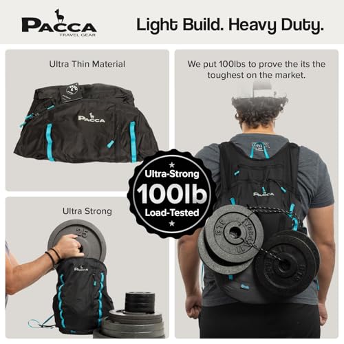 Pacca Onda 20L Packable Lightweight Foldable Backpack for Travel, Camping, Outdoor, Hiking Pocket Backpack (Black) - color: Black