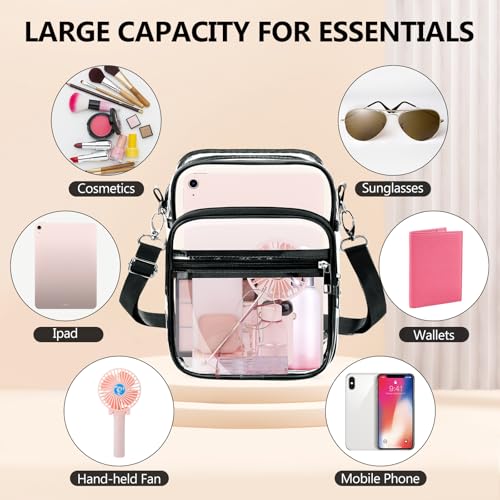 Blvornl Clear Crossbody Bag with Adjustable Shoulder Strap, Stadium Approved PVC Purse Bag, Messenger Bag - color: Clear, size: X-Large